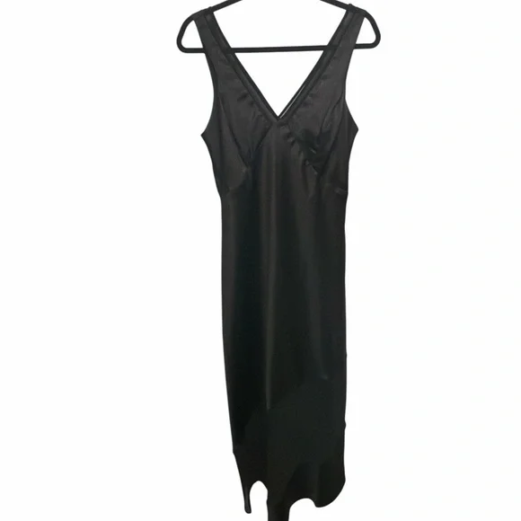 DKNY black satin midi slip dress sleeveless size 8 NEW - Picture 5 of 11